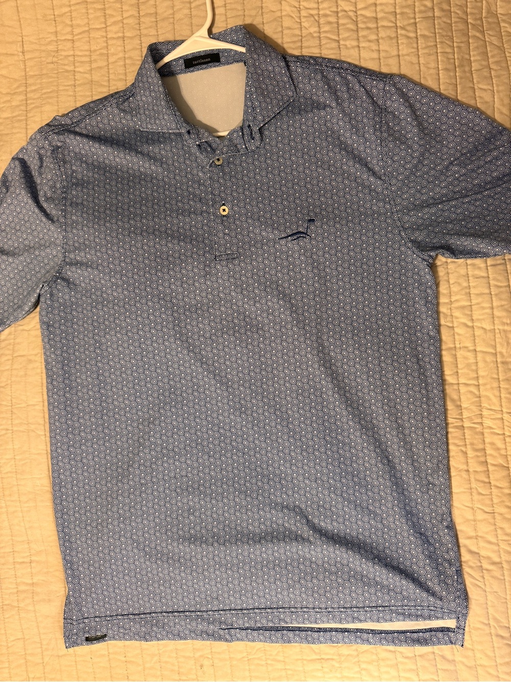 Turtleson Men's Blue Geometric Polo Golf Shirt